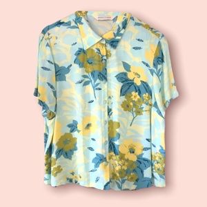 💫Beachy Beautiful Vintage 80s 90s Soft Pastel Hawaiian Floral Button Down Shirt